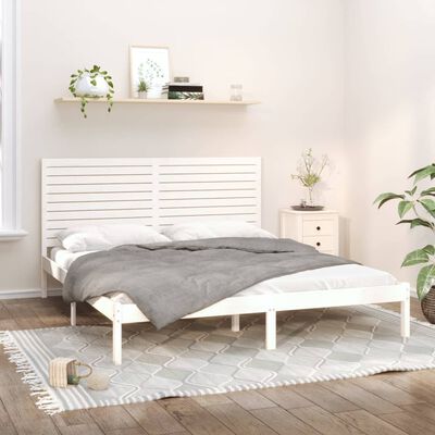 vidaXL Estrutura de cama super king pinho maciço 180x200 cm branco