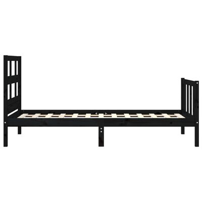 vidaXL Estrutura de cama com cabeceira 90x200 cm madeira maciça preto