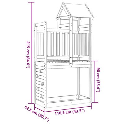 vidaXL Torre brincar + parede escalar 110,5x52,5x215cm madeira douglas