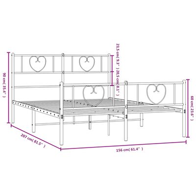 vidaXL Estrutura de cama com cabeceira e pés 150x200 cm metal preto