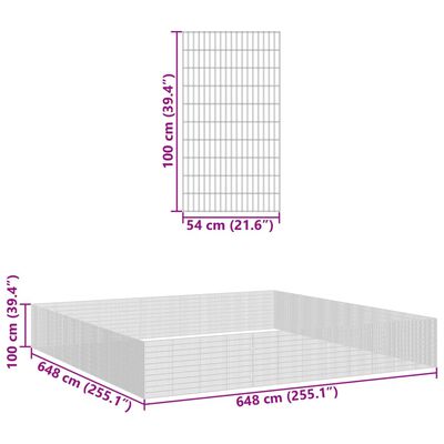 vidaXL Recinto exterior p/ animais 48 painéis 54x100cm ferro galvaniz.