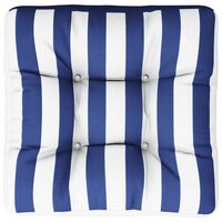 vidaXL Almofadão para sofá de paletes 60x60x12 cm tecido azul/branco