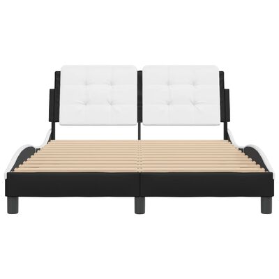 vidaXL Estrutura cama c/ cabeceira couro artif. 140x190cm preto/branco