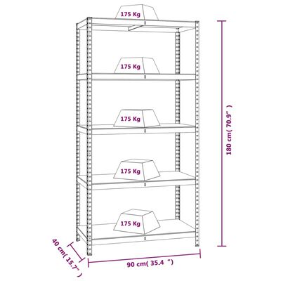 vidaXL Estante 5 prateleiras 2 pcs madeira processada/aço antracite