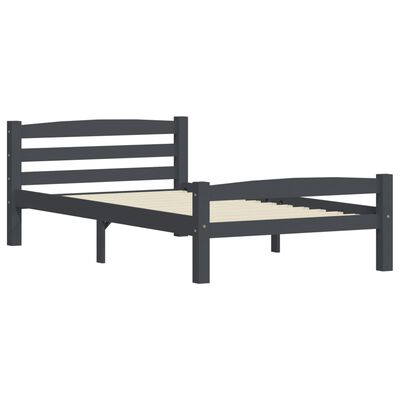 vidaXL Estrutura de cama 100x200 cm pinho maciço cinzento-escuro