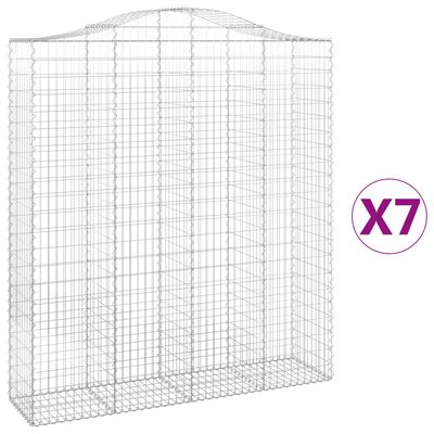 vidaXL Cestos gabião arqueados 7pcs 200x50x220/240cm ferro galvanizado