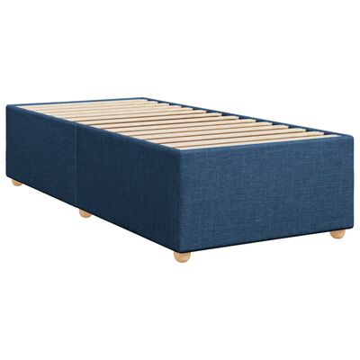 vidaXL Cama com molas/colchão 90x200 cm tecido azul