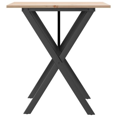 vidaXL Mesa de jantar estrutura em X 60x60x75 cm pinho e ferro fundido