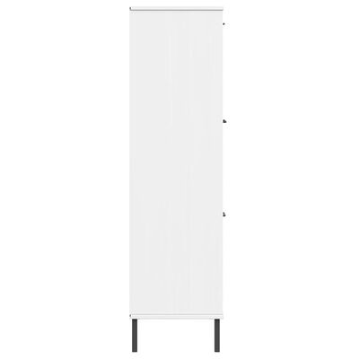 vidaXL Estante pernas metal 90x35x128,5 cm madeira maciça OSLO branco