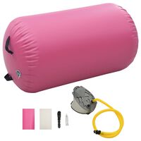 vidaXL Rolo de ginástica/yoga insuflável com bomba 100x60 cm PVC rosa
