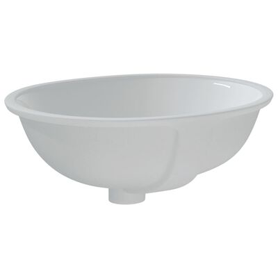 vidaXL Lavatório casa de banho oval 49x40,5x21 cm cerâmica branco