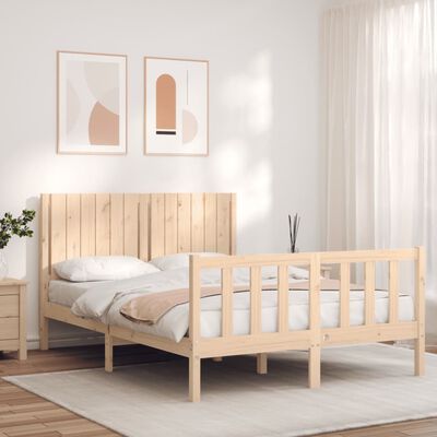 vidaXL Estrutura de cama com cabeceira 140x190 cm madeira maciça