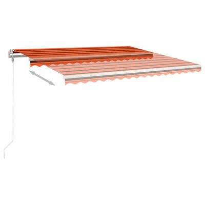 vidaXL Toldo retrátil manual com postes 4x3 m laranja e castanho