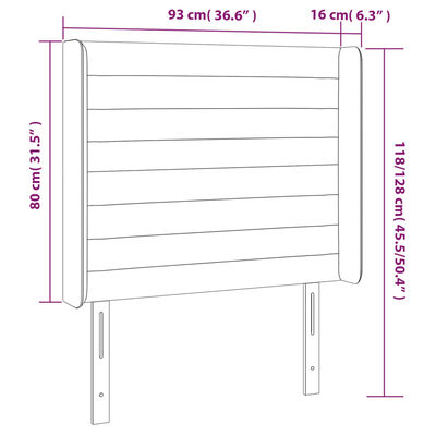 vidaXL Cabeceira cama c/ luzes LED veludo 93x16x118/128 cm cinza-claro