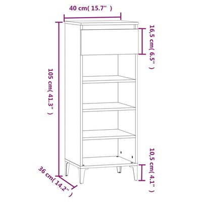 vidaXL Sapateira 40x36x105 cm derivados de madeira branco