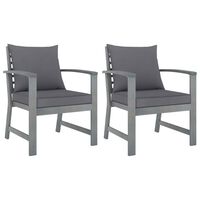 vidaXL Cadeiras jardim 2 pcs c/ almofadões cinza-escuro acácia maciça