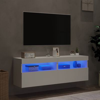 vidaXL Móveis de parede p/ TV com luzes LED 2 pcs 60x30x40 cm branco
