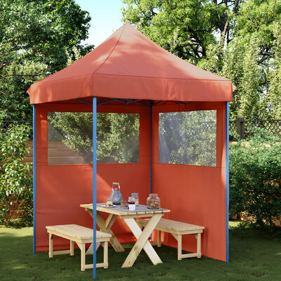 vidaXL Tenda p/ festas pop-up dobrável 2 paredes laterais terracotta