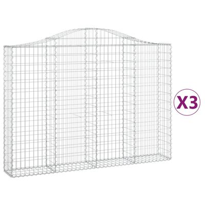 vidaXL Cestos gabião arqueados 3pcs 200x30x140/160cm ferro galvanizado