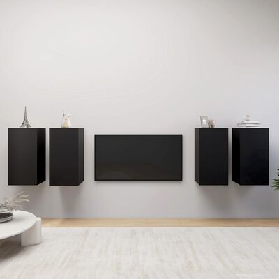 vidaXL Móveis de TV 4 pcs 30,5x30x60 cm derivados de madeira preto
