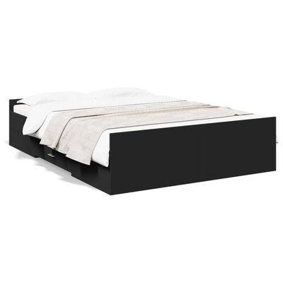 vidaXL Estrutura de cama c/ gavetas 135x190 cm derivados madeira preto