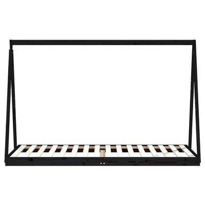 vidaXL Estrutura de cama infantil 90x200 cm pinho maciço preto