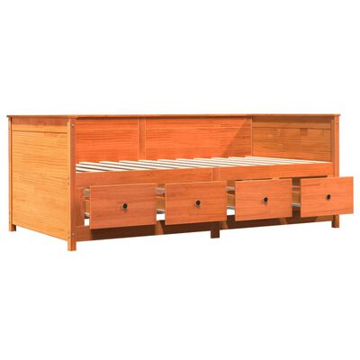 vidaXL Sofá-cama 100x200 cm madeira de pinho maciça castanho cera