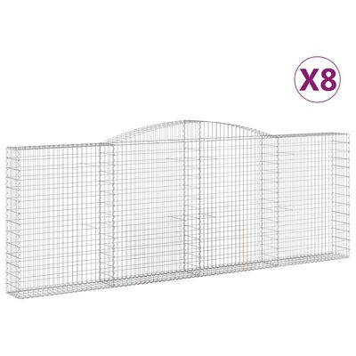 vidaXL Cestos gabião arqueados 8pcs 400x30x140/160cm ferro galvanizado