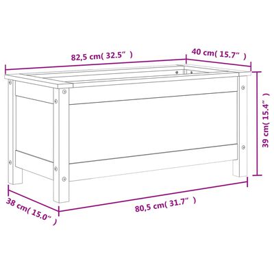 vidaXL Vaso/floreira de jardim 82,5x40x39 cm pinho maciço cinzento