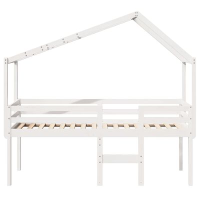 vidaXL Cama alta com telhado 75x190 cm pinho maciço branco