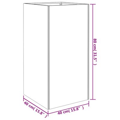 vidaXL Vaso/floreira 40x40x80 cm aço corten