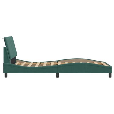 vidaXL Estrutura de cama c/ cabeceira 100x200 cm veludo verde-escuro