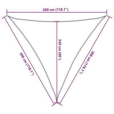 vidaXL Para-sol estilo vela 3x3x3 m oxford 100% poliéster cor areia