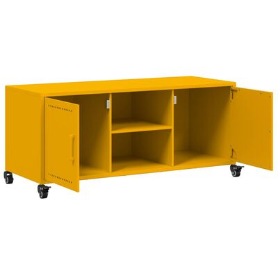 vidaXL Móvel de TV 100,5x39x43,5 cm aço amarelo mostarda