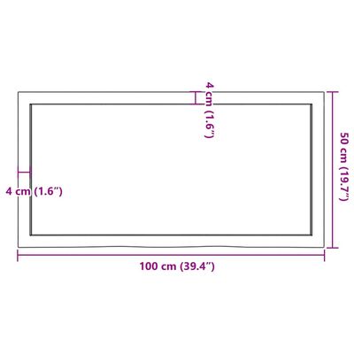 vidaXL Bancada p/ WC 100x50x(2-4)cm madeira tratada maciça castanho