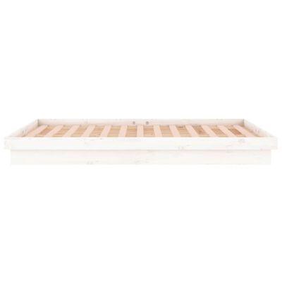 vidaXL Estrutura de cama c/ LED casal 135x190 cm madeira maciça branco