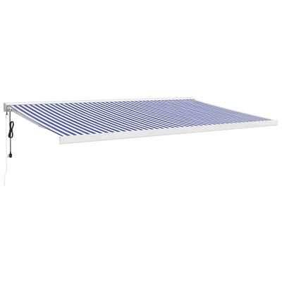 vidaXL Toldo retrátil 5x3 m tecido e alumínio azul e branco