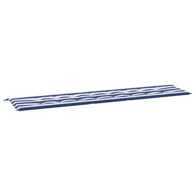 vidaXL Almofadão p/ banco jardim 200x50x3 cm tecido riscas azul/branco