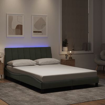 vidaXL Estrutura de cama c/ luzes LED 140x200 cm veludo cinzento-claro