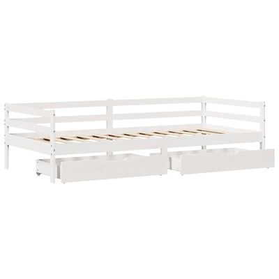 vidaXL Sofá-cama c/ gavetas 90x200cm madeira de pinho maciça branco