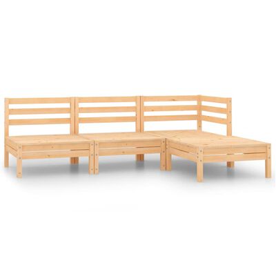 vidaXL 4 pcs conjunto lounge de jardim madeira de pinho maciça