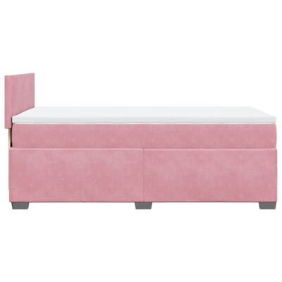 vidaXL Cama com molas/colchão 100x200 cm veludo rosa