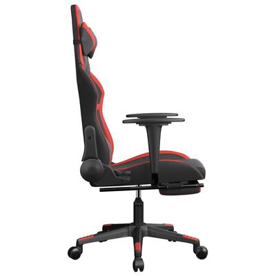 vidaXL Cadeira gaming c/ apoio pés couro artificial preto e vermelho