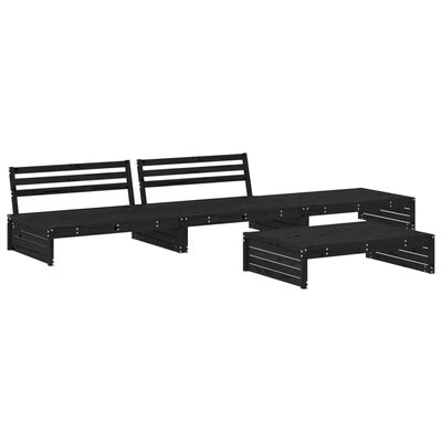 vidaXL 4pcs conjunto lounge jardim c/ almofadões madeira maciça preto