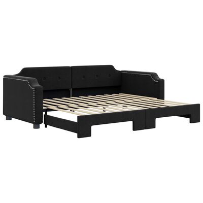 vidaXL Sofá-cama com gavetão 90x200 cm tecido preto