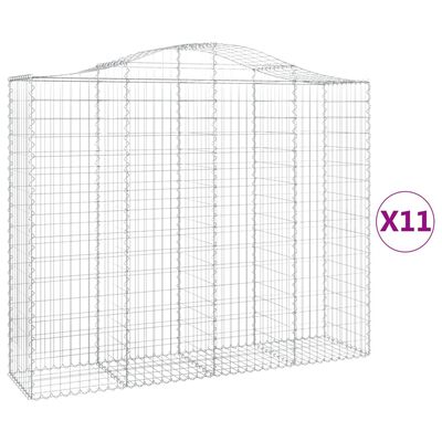 vidaXL Cestos gabião arqueados 11 pcs 200x50x160/180 ferro galvanizado