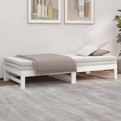 vidaXL Sofá-cama de puxar 2x(75x190) cm madeira de pinho maciça branco