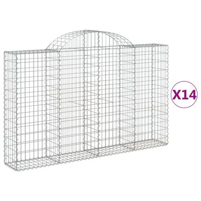 vidaXL Cestos gabião arqueados 14 pcs 200x30x120/140 ferro galvanizado