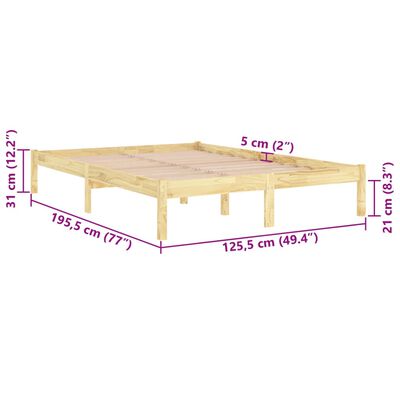 vidaXL Estrutura de cama pequena casal 120x190 cm pinho maciço