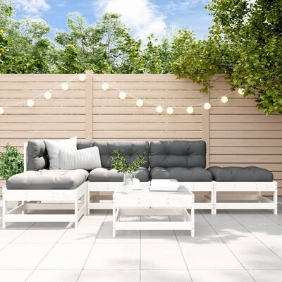 vidaXL 6 pcs conjunto lounge de jardim pinho maciço branco